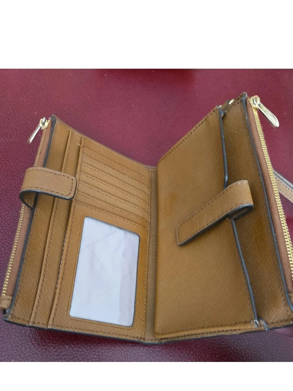 Michael Kors Tan Leather Zip Wallet Wristlet
